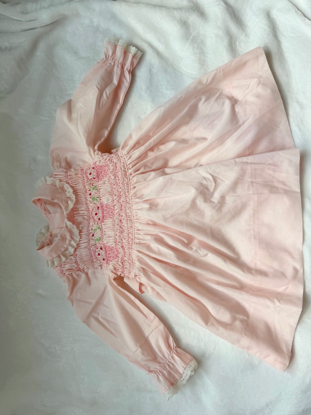 Vintage Polly Flinders Hand Smocked Pink Floral Dress – Toddler 3